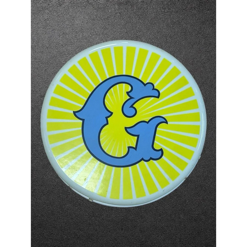 Vintage Masonic G Sign Light Up Plastic Acrylic Sunburst Round Untested
